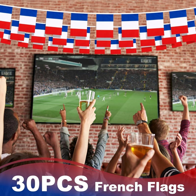 MVPRING France String Flag Pennant Banner, Small Mini French Flags Bunting Banner, 14th of July French Bastille Day National Country Decoration for School, Party, Sports Events, Festival, 33 Feet 30 Flags - Image 5